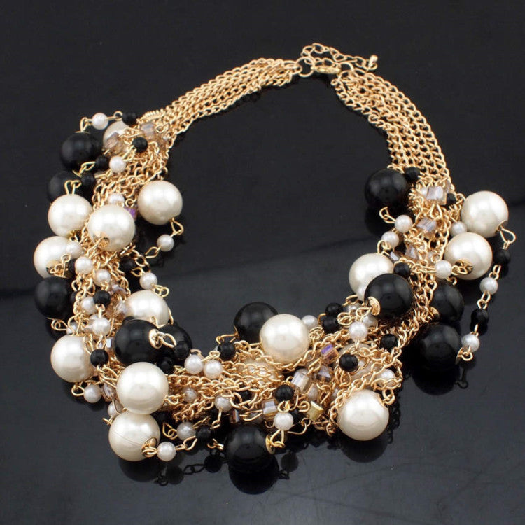 Exaggerated Mixed Color Pearl Necklace