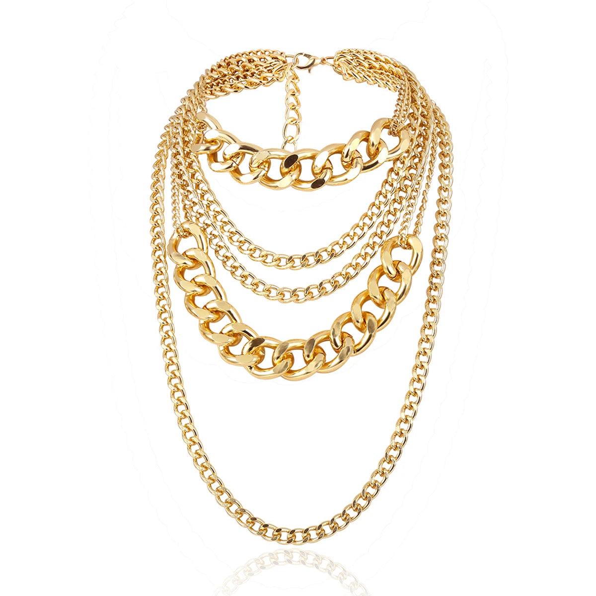 Punk Exaggerated Big Layered Thick  Chain Choker Necklace