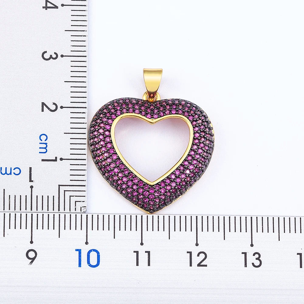 Heart-Shaped Hollow Crystal  Pendant   Necklace