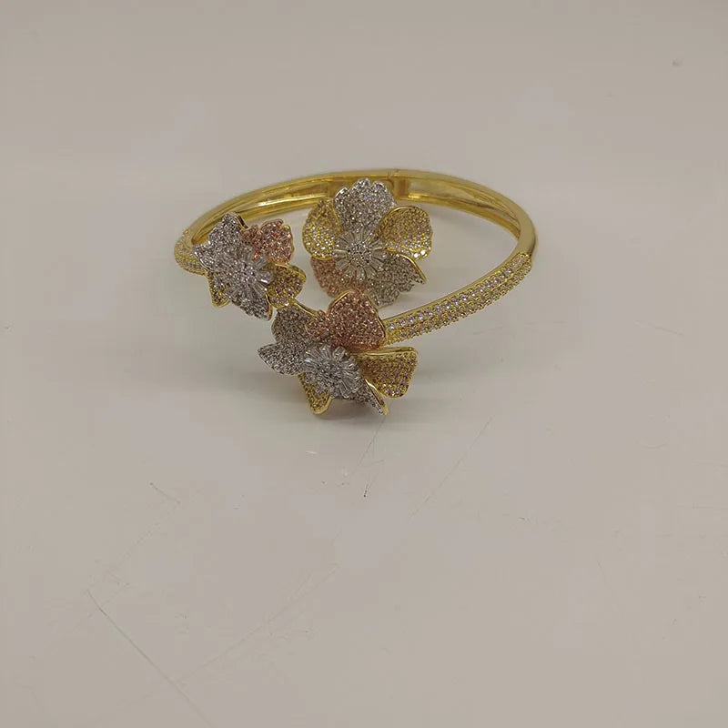 Flower Bangle with Ring Set