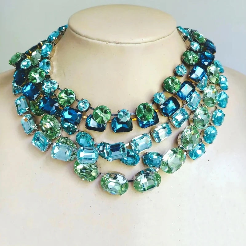 Charm Blue Green Crystal Necklace
