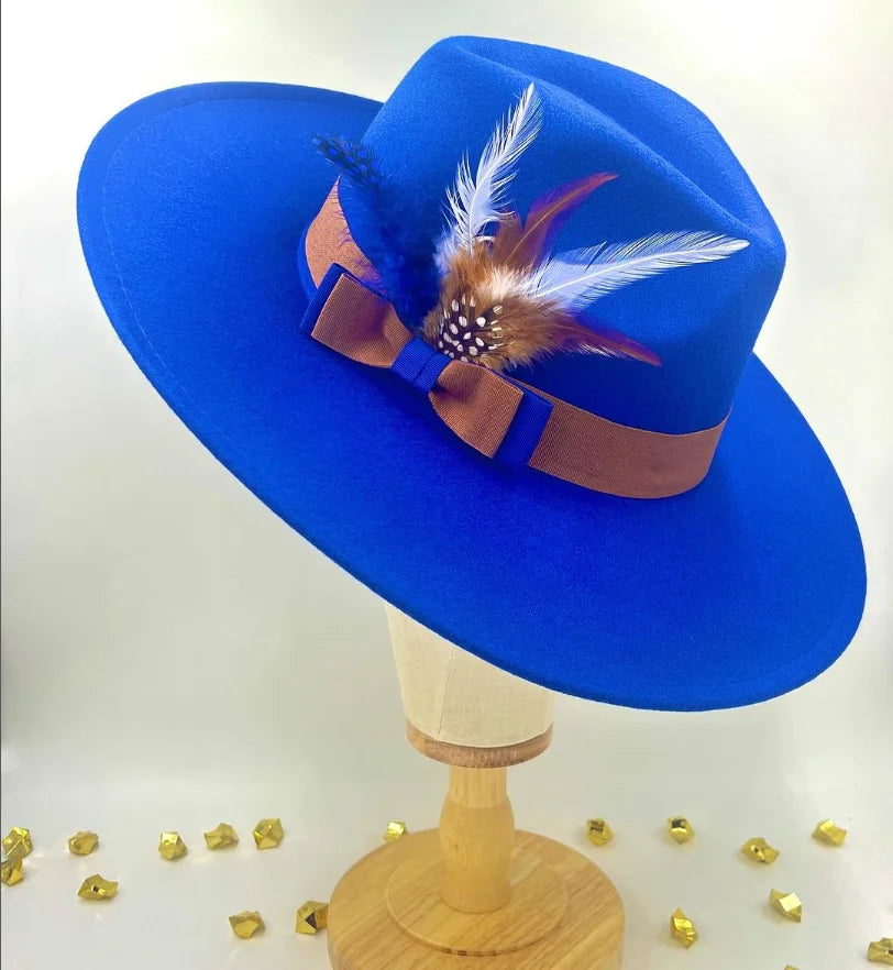 Sombrero 9.5cm Fedora hat bow ribbon feather