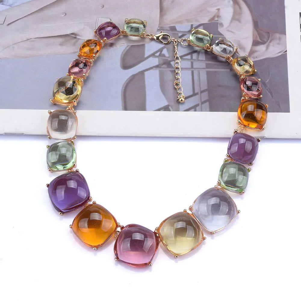 Colorful Choker Necklace Earrings