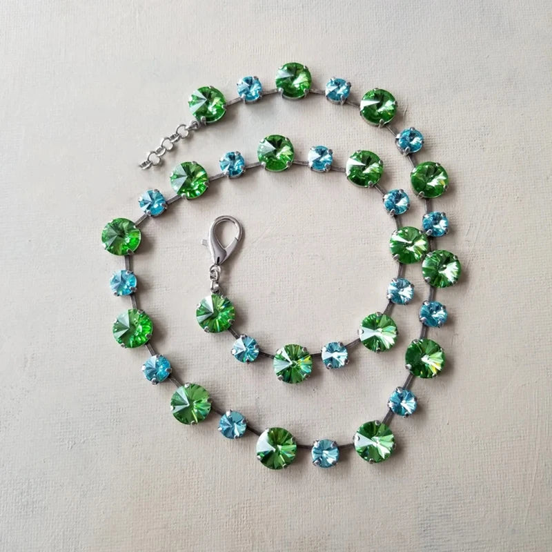Charm Blue Green Crystal Necklace