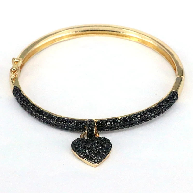 Heart Charms Stackable Bangle Cuff